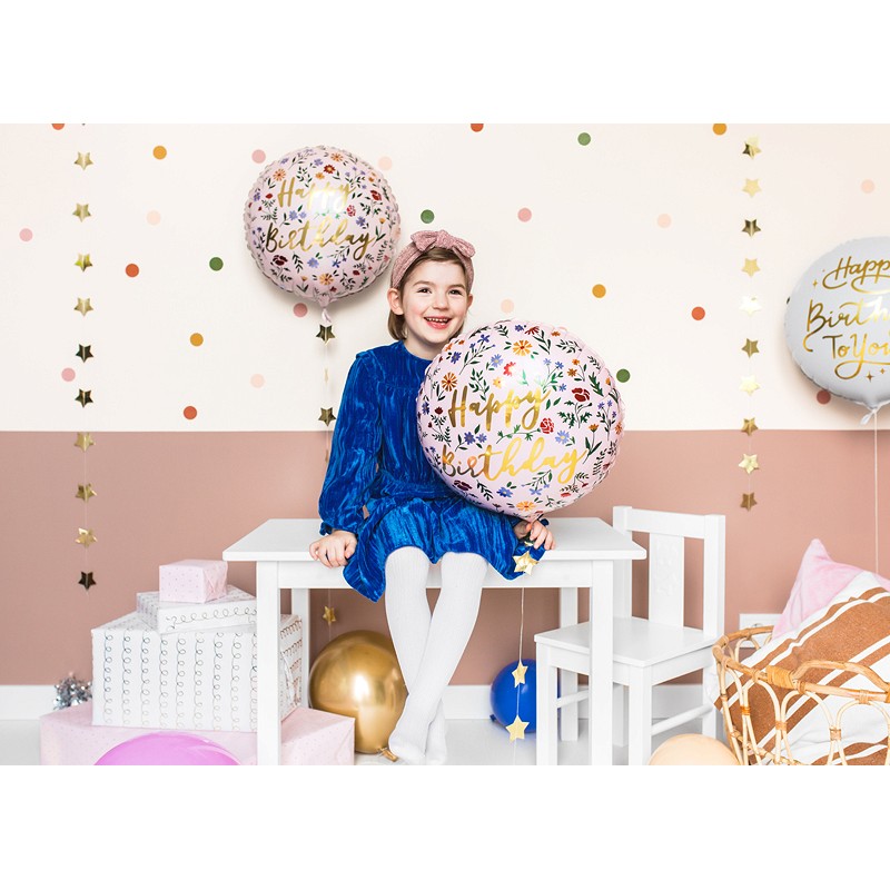 FB48 Party Deco Fóliový balón - Happy Birthday - svetloružový 45cm 