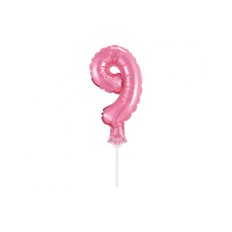 BC-5RO9 Godan Fóliový balón na hůlce - Růžové číslo - 13cm 9