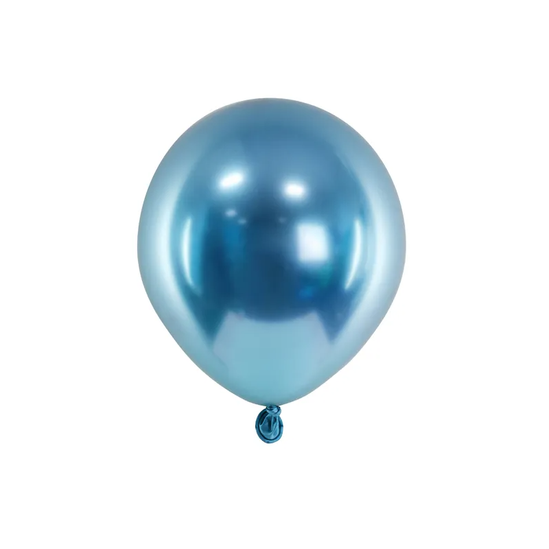 CHB1-5-001 Party Deco Mini chromované balóny - Glossy 12cm, 10ks Modrá