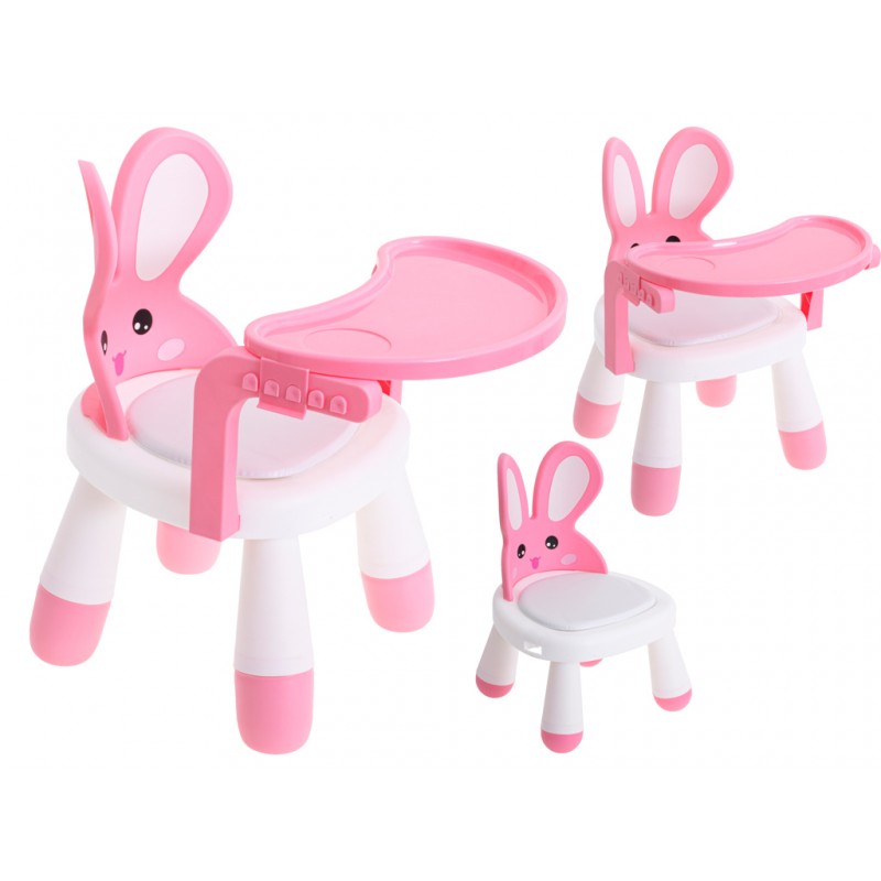 5845_1 Multifunkčná detská stolička - Bunny Chair Ružová