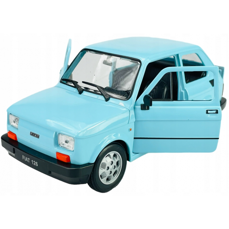 240660 Kovový model auta - Welly 1:21 - Fiat 126p Světle modrá