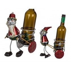 Kovový stojan na víno - Santa Claus