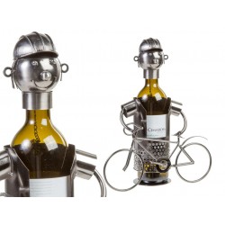 Kovový stojan na víno cyklista