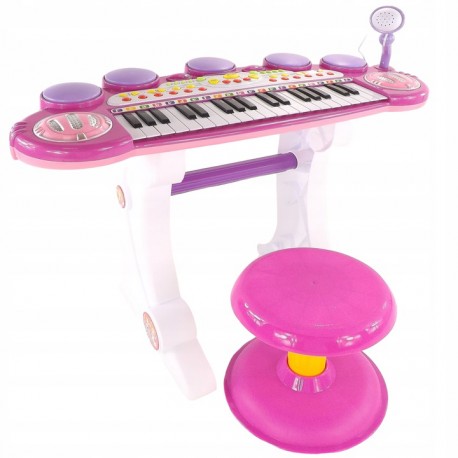 Klavír pre deti s mikrofónom a taburetkou