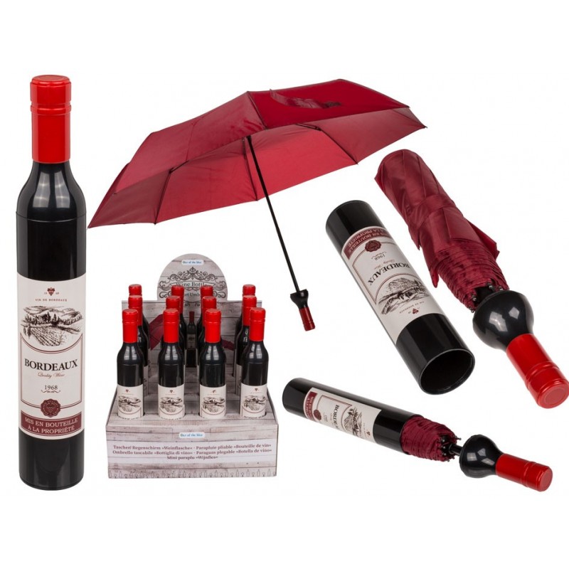 61-1861 DR Dáždnik v tvare vínovej fľaše Červená