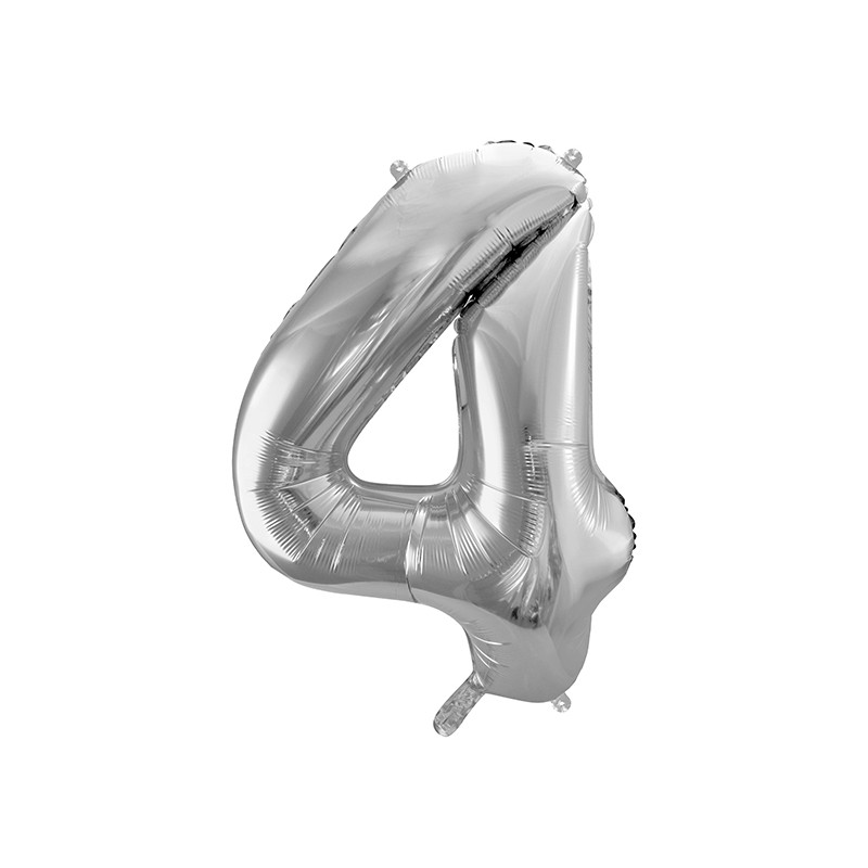 FB1M-4-018 Party Deco Fóliový balón - Číslo, stříbrný 86cm 4