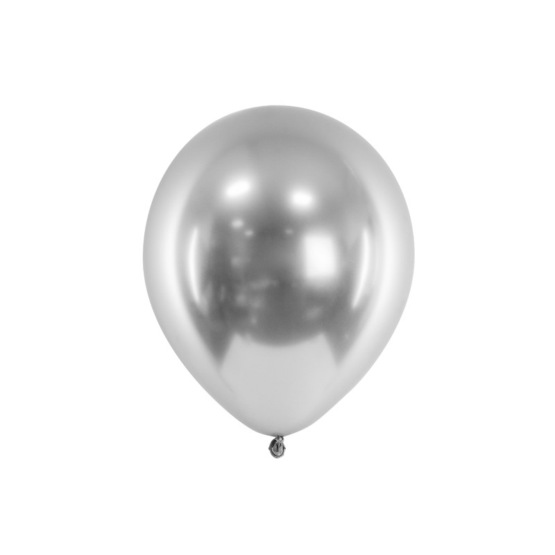 CHB1-018-10 Party Deco Chromované balóny - Glossy 30cm, 10ks Stříbrná