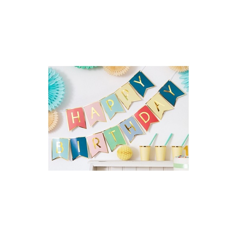 GRL56 Party Deco Girlanda - Baner - HAPPY BIRTHDAY, farebný MIX, 15x175cm