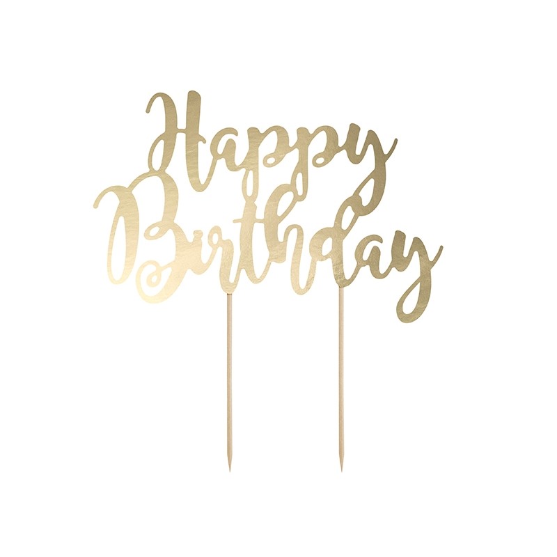 E-shop KPT11-019M Party Deco Zápich na tortu - Happy Birthday, 22,5cm Zlatá