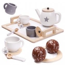 Detský drevený čajový set so sladkým pečivom