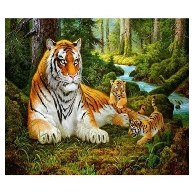 1005257 NORIMPEX 5D Diamantová mozaika - tiger s mláďatami