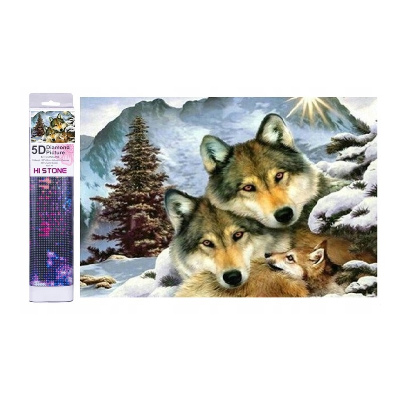 NO-1005263 NORIMPEX 5D Diamantová mozaika - rodinka vlkov