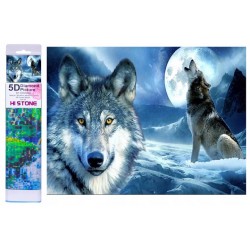 5D Diamantová mozaika - vlk v zime