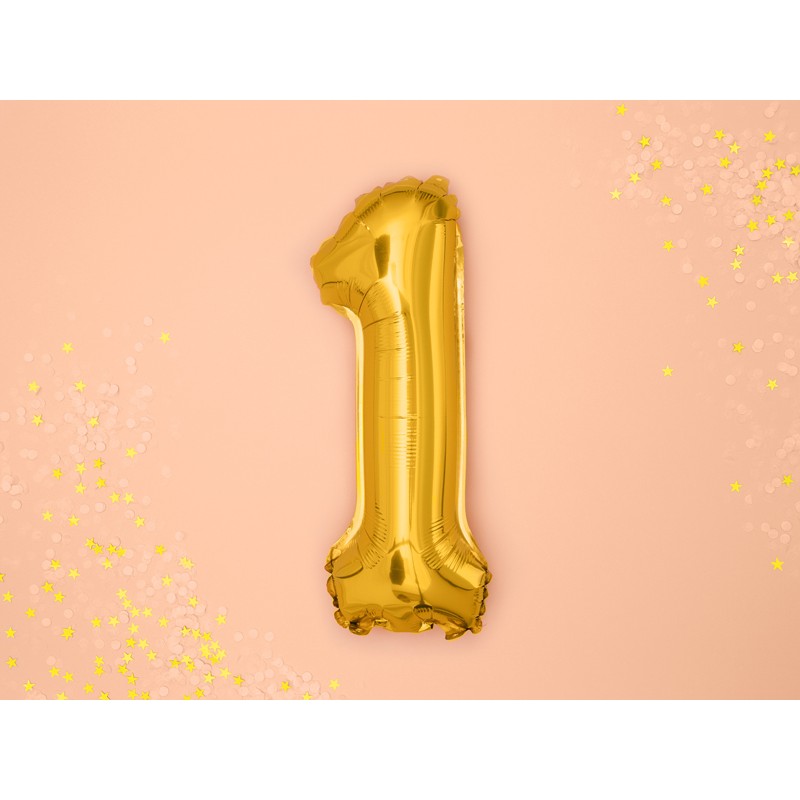 Levně FB10M-1-019 Party Deco Fóliový balón - zlatý - číslo, 35 cm 1