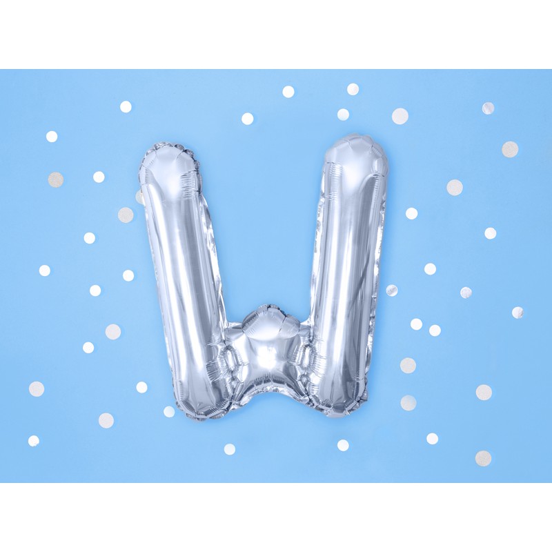 Levně FB2M-W-018 Party Deco Fóliový balón - stříbrný - písmeno, 35 cm W