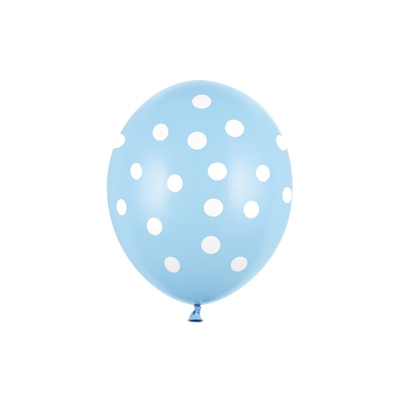 SB14P-223-011W-6 Party Deco Balón - Bodkovaný - pastelový, 30cm (6ks) Svetlo modrá