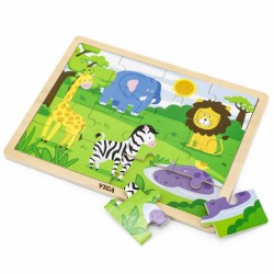 Detské drevené puzzle - Hrošíkov odpočinok 16 ks