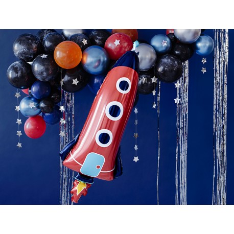 Fóliový balón - Raketa - červená, 44x115cm