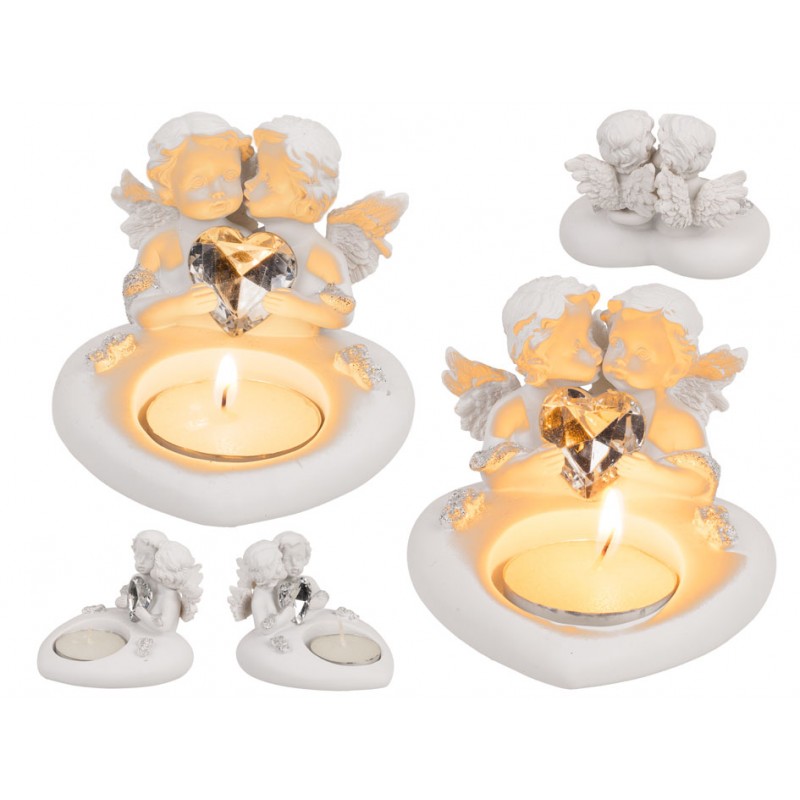 E-shop 937183 DR Svietnik na čajovú sviečku s párom anjelikov