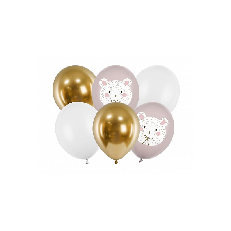 SB14P-315-000-6 Party Deco Set balónků - Polární medvídek, 30cm (6ks)
