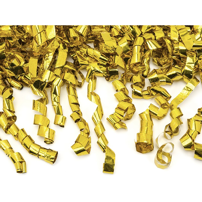 Levně TUKSE40-019M Party Deco Konfetové dělo 40 cm - kudrnaté konfety Zlatá