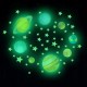 Fluorescenčné 3D nálepky - Solar system - 1 planéta + 14 hviezd
