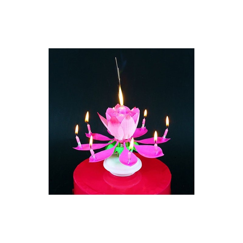 985138 DR Hrajúca narodeninová sviečka - Lotosový kvet Ružová