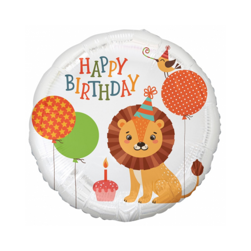 149234 DR Fóliový balón - Happy Birthday Lion - 46cm