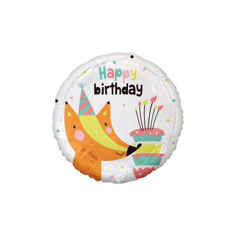149258 DR Fóliový balón - Happy Birthday Fox - 46cm 