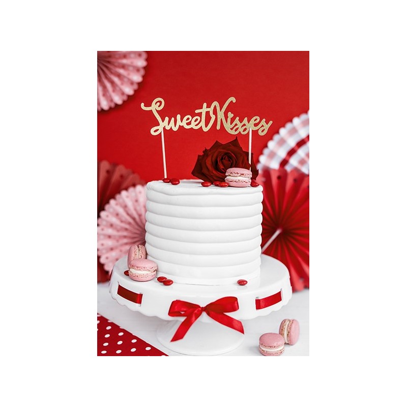 KPT24-019B Party Deco Zapich na dort - "Sweet Kisses" - zlatý, 16,5 cm