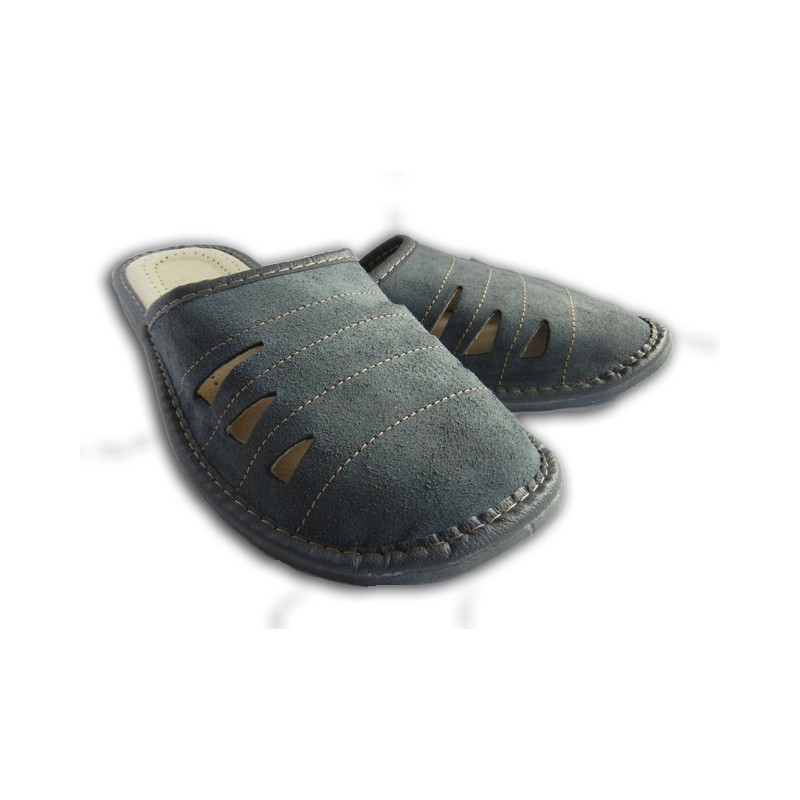 91 DR Pánské kožené pantofle - modré 43