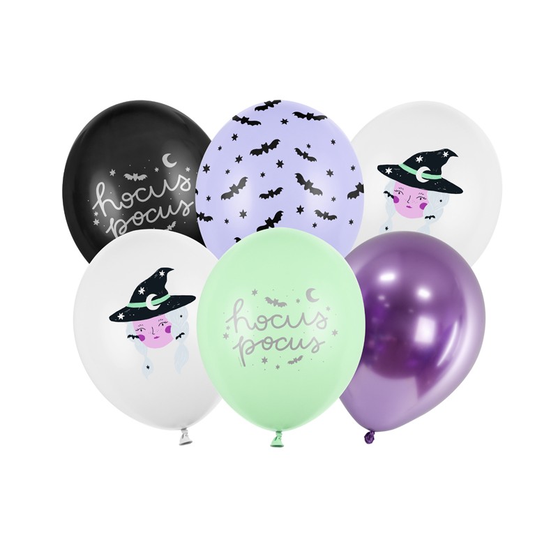 SB14P-327-000-6 Party Deco Set balónků - Čarodějnice "Hocus Pocus", 30cm (6ks)