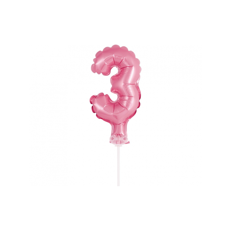 BC-5RO3 Godan Fóliový balón na hůlce - Růžové číslo - 13cm 3