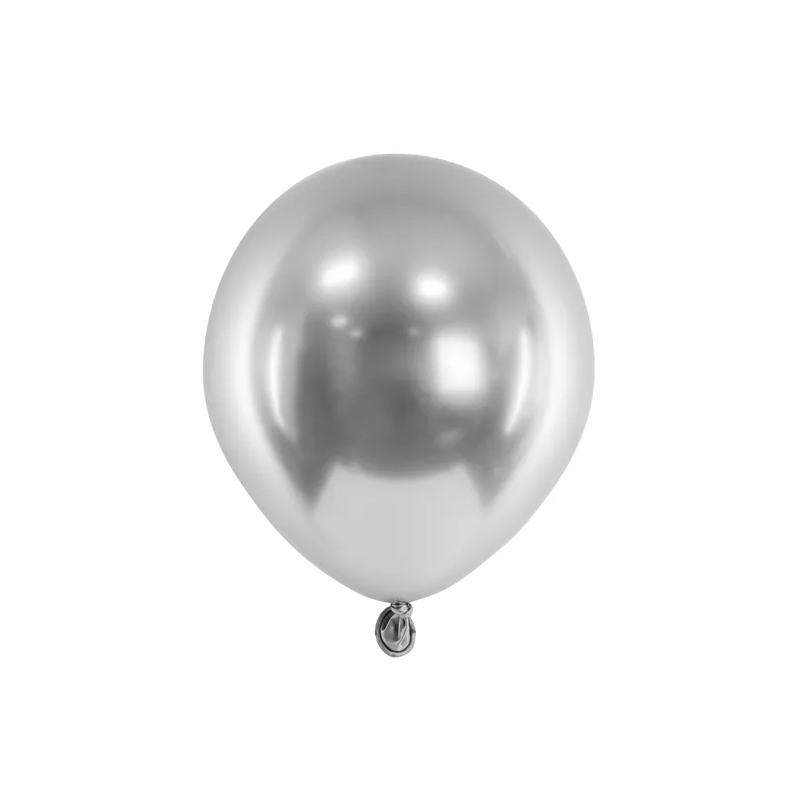 CHB1-5-018 Party Deco Mini chromované balóny - Glossy 12cm, 10ks Stříbrná