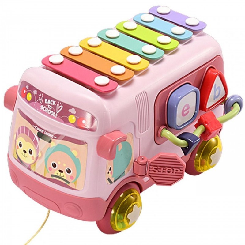 E-shop 1022-24R Multifunkčný detský autobus so xylofónom Ružová