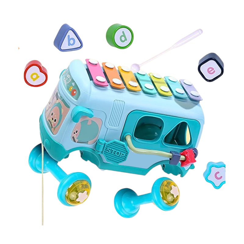 1022-24N Multifunkčný detský autobus so xylofónom Modrá