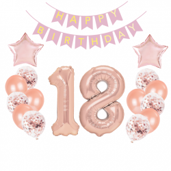 Set fóliových balónov - "Happy Birthday" Pink 18 - 16 ks