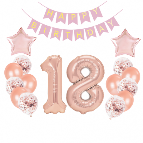 Set fóliových balónov - "Happy Birthday" Pink 18 - 16 ks