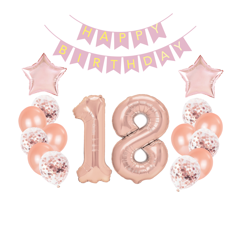 E-shop 460474 Godan Set fóliových balónov - "Happy Birthday" Pink 18 - 16 ks