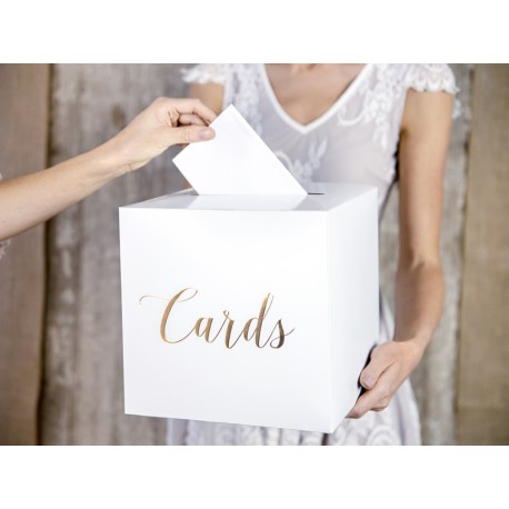 Krabička na dary - Cards - biela 24x24x24cm
