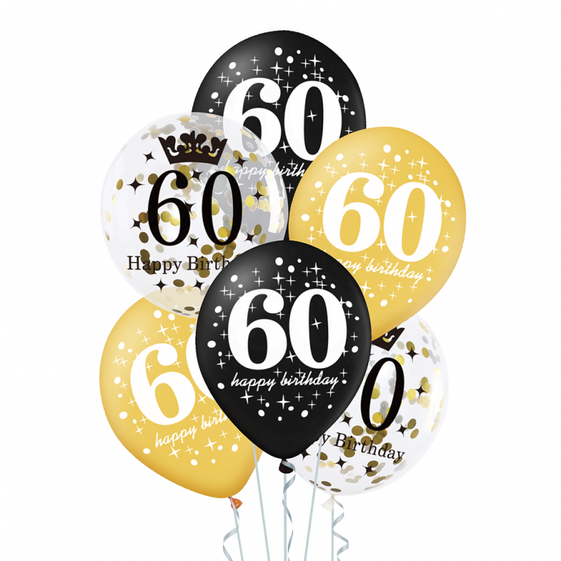 E-shop 400156 GRABO Set balónov - "Happy Birthday" s číslom - 30cm (6ks) 60