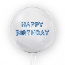Fóliový balón - Priehľadná guľa "Happy Birthday" - 45 cm