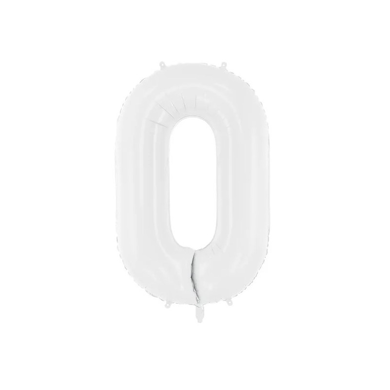 FB130-0-008 Party Deco Fóliový balón - biely - číslo, 86 cm 0