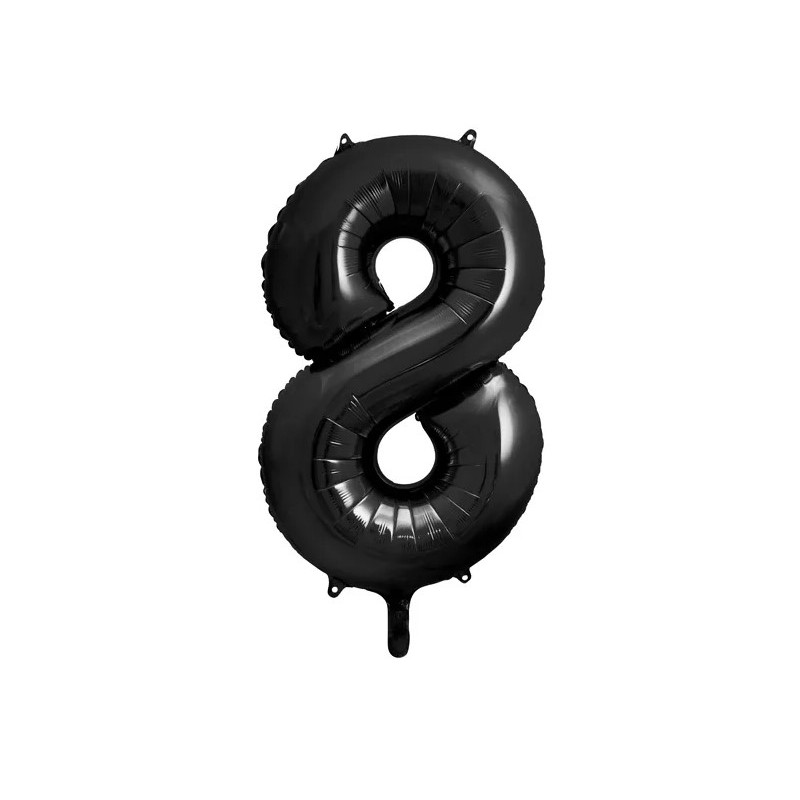 FB1M-8-010 Party Deco Fóliový balón - černý - číslo, 86 cm 8