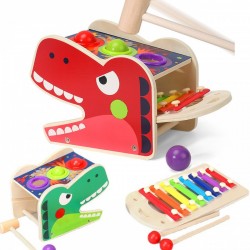 Detská drevená zatĺkačka so xylofónom - T-Rex