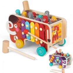 Detská drevená zatĺkačka so xylofónom - Mamut
