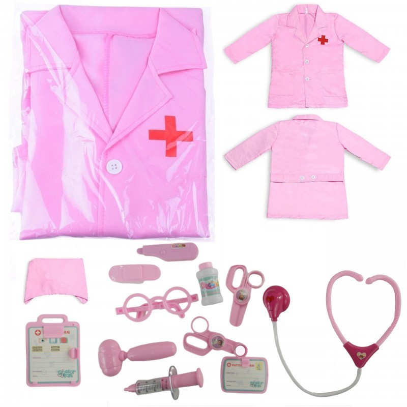 218-7R Detský kostým lekárky s doplnkami - ružový 