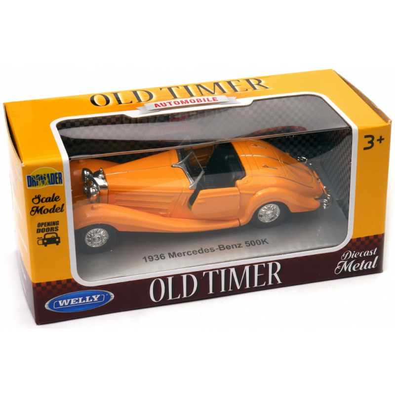 008751 Kovový model auta - Old Timer 1:34 - 1936 Mercedes-Benz 500K (Close Top) Žltá