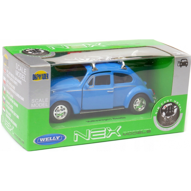 008805 Kovový model auta - Nex 1:34 - Volkswagen Beetle (Surf) Modrá