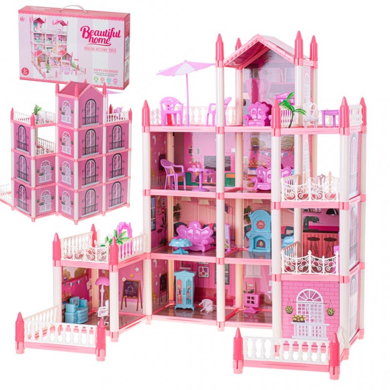 5140 Ružový domček pre bábiky so zariadením BH-Pink